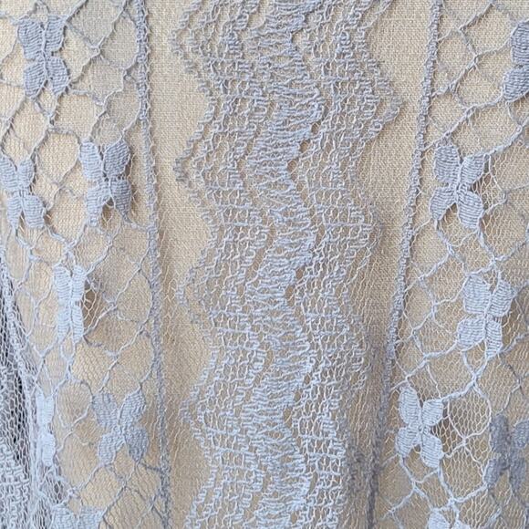 Arianna By Howards Asymmetrical Floral Lace Duster Coverup OS Gray Beachy NWT - Picture 4 of 6